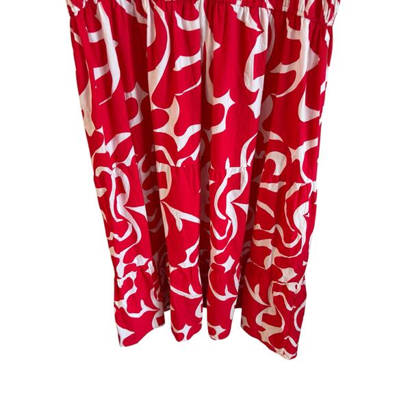 NWT Meadow Rhodes Maxi Dress Short Sleeve Red Floral Size 3X Smocked Waist - Picture 4 of 6